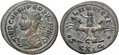 Probus, 276-282. Antoninianus (Billon, 24mm, 4.00 g 6), Cyzicus, 280. IMP C M AVR PROBVS P F AVG Radiate bust of Probus to left, wearing imperial mantle and holding eagle-tipped scepter with his right
