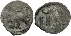 BULGARIA, Second Empire. Ivan Sisman, 1371–1395. Trachy (Billon, 19mm, 1.02 g 9), Tarnovo. Lion advancing to left. Rev. Large Šišman monogram across field. Raduchev & Zhekov Type 1.15.15-16. Youroukov
