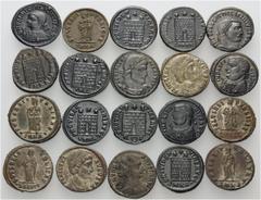 ROMAN. Imperial. A lot containing 20 bronze coins. Includes: Folles of Constantine I, Licinius I, Licinius II. Good very fine or better. LOT SOLD AS IS, NO RETURNS. 20 coins in lot.