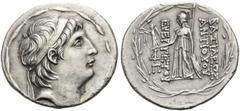 Greek SELEUKID KINGS OF SYRIA. Antiochos VII Euergetes (Sidetes), 138-129 BC. Tetradrachm (Silver, 31 mm, 16.34 g, 12 h), Antioch on the Orontes. Diademed head of Antiochos to right. Rev. BAΣΙΛΕΩΣ ΑΝΤ