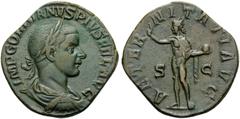 Roman Imperial & Provincial Gordian III, 238-244. Sestertius (Orichalcum, 30 mm, 13.94 g, 12 h), Rome, 240. IMP GORDIANVS PIVS FEL AVG Laureate, draped and cuirassed bust of Gordian to right, seen fro