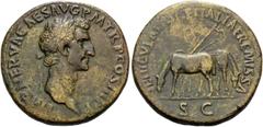 The Stoecklin Collection Part III Roman and Byzantine Nerva, 96-98. Sestertius (Orichalcum, 34 mm, 25.41 g, 5 h), Rome, 97. IMP NERVA CAES AVG P M TR P COS III P P Laureate head of Nerva to right. Rev