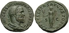 The Stoecklin Collection Part III Roman and Byzantine Pupienus, 238. Sestertius (Orichalcum, 30 mm, 21.23 g, 1 h), Rome. IMP CAES M CLOD PVPIENVS AVG Laureate, draped, and cuirassed bust of Pupienus t