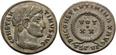 Roman Imperial Constantine I, 307/310-337. Follis (Bronze, 18 mm, 3.58 g, 6 h), Thessalonika, 3rd officina, 324. CONSTAN-TINVS AVG Laureate head of Constantine to right. Rev. D N CONSTANTINI MAX AVG a