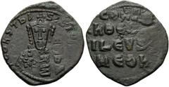 Byzantine Constantine VII Porphyrogenitus, 913-959. Follis (Bronze, 26 mm, 5.49 g, 6 h), Constantinople, 944-959. + COҺST ЬASIL RωM Crowned bust of Constantine facing, holding globus cruciger and akak