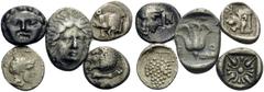 Greek Rhodos, Miletos, Kyzikos, Selge and Soloi. 5th - 4th century BC. (Silver, 3.30 g). Five Fractions from Asia Minor. (1). MYSIA, Kyzikos. Circa 450-400 BC. Hemiobol, 10 mm, 0.53 g, 10h. SNG BN 385