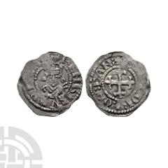 English Norman Coins - Henry I - Canterbury / Gregori - Facing Bust Penny 1117 A.D. BMC type 10. Obv: facing bust with HENRICVS REX A[N?] legend. Rev: cross fleury with annulet centre and +GREGORI:ON: