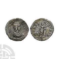 Ancient Roman Imperial Coins - Plautilla - Venus AR Denarius 204 A.D. Wife of Caracalla, Rome mint. Obv: PLAVTILLA AVGVSTA legend with draped bust right. Rev: VENVS VICTRIX legend with Venus standing 