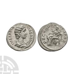 Ancient Roman Imperial Coins - Julia Mamaea - Fecunditas AR Denarius 232 A.D. Mother of Severus Alexander, Rome mint. Obv: IVLIA MAMAEA AVG legend with diademed and draped bust right. Rev: FECVND AVGV