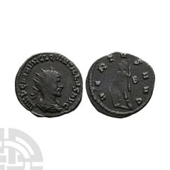 Ancient Roman Imperial Coins - Quintillus - Mars AE Antoninianus August-November 270 A.D. Rome mint. Obv: IMP C M AVR CL QVINTILLVS AVG legend with radiate, draped and cuirassed bust right. Rev: VIRTV