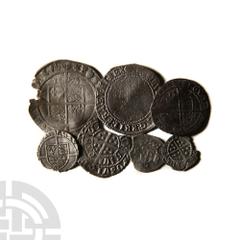 English Medieval Coins - Medieval and Later - Mixed AR Coin Group [7] 13th-16th century A.D. Group comprising: long cross penny and farthing, Edward III, halfgroat (chipped), Elizabeth I, sixpence (15