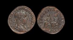 Ancient Roman Imperial Coins - Philip II - Liberalitas Sestertius 248 AD. Rome mint. Obv: IMP M IVL PHILIPPVS AVG legend with laureate, draped and cuirassed bust right, seen from the back. Rev: LIBERA