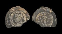 Ancient Roman Imperial Coins - Maximinus II - Ceramic Bifacial Forger's Follis Mould 310-313 AD or later. Alexandria mint (?). Obv: GAL VAL MAXIMINVS NOB CAES legend with laureate head right. Rev: GEN