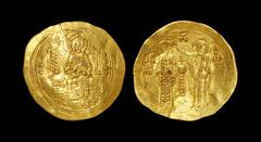 Ancient Byzantine Coins - John II - Gold Histamenon Nomisma 1118-1143 AD. Constantinople mint. Obv: IC-XC +KERO-HQEI legend to left and right of Christ enthroned facing on throne with back, holding bo