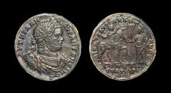 Ancient Roman Imperial Coins - Caracalla - Lydia - Thyateira - Emperor and Tyche Medallion or 5 Assaria 198-217 AD. Magistrate Aur. Glukonos Lucius. Obv: AYT KRA K M AYR ANTWNEINOC legend with laureat