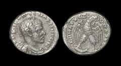 Ancient Roman Imperial Coins - Macrinus - Antioch - Eagle Tetradrachm 217-218 AD. Antioch mint. Obv: AYT K M OP CE MAKRINOC CEB legend with laureate, draped and cuirassed bust right. Rev: DHMARX EX YP