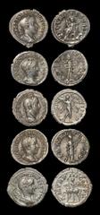 Ancient Roman Imperial Coins - Severus Alexander and Gordian III - Denarii Group [5] 226-243 AD. Groups comprising: Gordian III, 241 AD, Securitas; 241-243 AD, Sol; Severus Alexander, 226 AD, Mars; Go