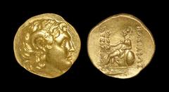 Ancient Greek Coins - Thrace - Istros - Lysimachus - Athena Nikephoros Gold Stater 323-281 BC "Kyzikos mint. Obv: diademed head of deified Alexander right, wearing horn of Ammon. Rev: BASILEWS LYSIMAX