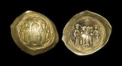 Ancient Byzantine Coins - Romanus IV - Histamenon Nomisma 1068-1071 AD "Constantinople mint. Obv: +RWMAN EVDOKIA legend with Christ standing facing on footstool, wearing nimbus cross, and crowing Roma