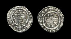 English Medieval Coins - Richard I - London / Stivene - Short Cross Penny 1189-1194 AD Class 3. Obv: facing bust with sceptre and HENRICVS REX legend. Rev: short voided cross and quatrefoils with +STI