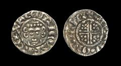 English Medieval Coins - John - Norwich / Gifrei - Penny 1205-1209 AD Class 5b2. Obv: facing bust with sceptre and HENRICVS REX legend. Rev: short voided cross with quatrefoils and +GIFREI.ON.NOR lege