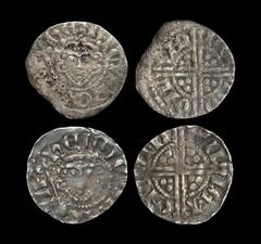 English Medieval Coins - Henry III - London and Canterbury - Long Cross Penny Group [2] 1251-1272 AD Class 5g. Obvs: facing bust with sceptre and HERNICVS REX III legend. Revs: voided long cross with 