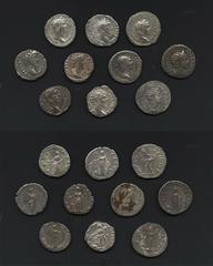Ancient Roman Imperial Coins - Mixed Denarii Group [10] 2nd century AD. Hadrian with Fortuna (holding patera, not rudder) reverse (RIC 245A, RSC 775b); Antoninus Pius with Annona reverse (tribunal yea