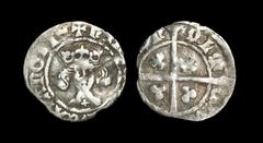 English Medieval Coins - Henry IV - Durham - Penny 1412-1413 AD. Light coinage. Obv: facing bust with slipped trefoil on breast and +HENRICVS REX ANGLIE legend. Rev: long cross and pellets with CIVITA