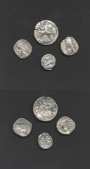 Ancient Greek Coins - Persis - Darius II, Ardashir II and Napat - Drachm and Hemidrachm Group [4] 70-1 BC. Group comprising: Darius II (drachm and hemidrachm); Ardashir II (drachm) and Naput (drachm) 
