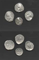 Ancient Greek Coins - Persis - Darius II and Vahsir - Drachm and Hemidrachm Group [4] 10BC-1AD. Group comprising: Darius II (3; drachms (2), hemidrachm); Vahsir (drachm). 13.57 grams total. ("). [4] V