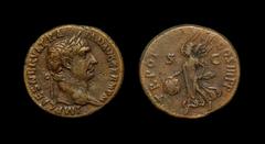 Ancient Roman Imperial Coins - Trajan - Victory As 100 AD. Rome mint. Obv: IMP CAES NERVA TRAIAN AVG GERM PM legend with laureate head right. Rev: TR POT COS III PP legend, S-C across fields with Vict