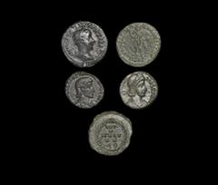 Ancient Roman Imperial Coins - Gordian III to Julian II - Denarius and Later Bronzes Group [5] 3rd-4th century AD. Group comprising: denarius of Gordian III (Securitas Publica); family of Constantine 