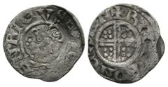 English Medieval Coins - Henry III - Canterbury / Roger - Class 6d Short Cross Penny 1216-1218 AD. Obv: facing bust with sceptre with HENRICVS REX legend with pellet-barred N. Rev: short voided cross 