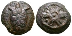 Ancient Roman Republican Coins - Aes Grave - Rome - Tortoise Sextans 230 BC. Rome mint. Obv: tortoise seen from above. Rev: six-spoked wheel, two dots between three of the spokes. Vecchi 71; HN Italy 