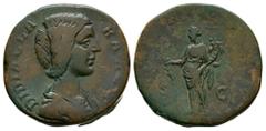 Ancient Roman Imperial Coins - Didia Clara - Hilaritas Sestertius 193 AD. Rome mint. Obv: DIDIA CLARA AVG legend with draped bust right, hair in bun behind head. Rev: HILAR TEMPOR legend with Hilarita