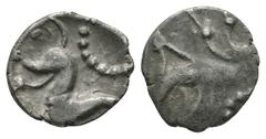 Celtic Iron Age Coins - Iceni - Norfolk Boar/Horse - Unit 50-5 BC. Obv: boar right with pelleted circle above. Rev: horse right with large pelleted circle above. S. 431; ABC 1576 variant. 1.21 grams. 