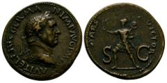 Ancient Roman Imperial Coins - Vitellius - Paduan Mars Sestertius 19th century AD. Obv: A VITELLIVS GERMAN IMP AVG PM TR (sic) legend with laureate and draped bust right. Rev: AARS VICTOR (sic) legend