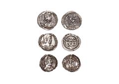 Ancient Roman Imperial Coins - Theodosius I, Constantius II and Magnus Maximus - Siliquae [3] 388-395 AD, 353-355 AD and 383-388 AD. Theodosius I, Trier mint: reverse of Roma seated left on cuirass, h