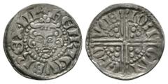 English Medieval Coins - Henry III - Gloucester / Ion - Voided Long Cross Penny 1248-1250 AD. Class 3a2. Obv: facing bust with HENRICVS REX III legend. Rev: long voided cross and pellets with IONONGLO