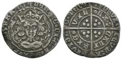 English Medieval Coins - Henry VI - Calais - Rosette Mascle Groat 1430-1431 AD. Rosette-mascle issue. Obv: facing bust within tressure with +HENRIC DI GRA REX ANGL Z FRANC legend with rosettes stops a