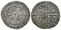 English Medieval Coins - Edward IV - London - Groat 1467-1468 AD. First reign, light coinage, type VIII. Obv: facing bust with quatrefoils each side of neck and on breast within tressure with trefoils