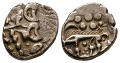 Celtic Coins-Iceni-Norfolk Wolf Gold Stater 50-5 BC. Obv: wreath, cloak and crescents. Rev: wolf left with bird on back, pellets above and pellet over pellet-trefoil below. S. 31; BMC 218-278; ABC 139