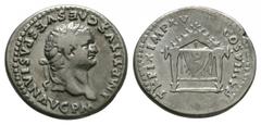 Imperial Coins - Titus - Diadem on Table Denarius 80 AD. Rome mint. Obv: IMP TITVS CAES VESPASIAN AVG P M legend with laureate bust right. Rev: TR P IX IMP XV COS VIII P P legend with triiangular 'dia