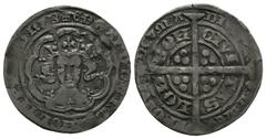 Medieval - Edward III - London - Pre Treaty Groat 1352-1353 AD. Series B. Obv: facing bust within tressure with EDWARD D G REX ANGL Z FRANC D HYB legend. Rev: long cross and pellets with POSVI DEVM AD