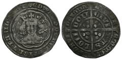 Medieval Coins - Edward III - London - Pre Treaty Groat 1354-1355 AD. Series E. Obv: facing bust within tressure with EDWARDD GREX ANGL Z FRANC D HYB legend. Rev: long cross and pellets with POSVI DEV