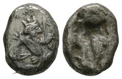 Artaxerxes II and III - Kneeling Archer Siglos 375-340 BC. Mint in Lydia. Obv: king, crowned, as bearded archer kneeling right with spear and drawn bow. Rev: oblong incuse punch. Sear 4683; BMC 175 Ca