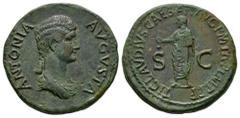 Antonia (mother of Claudius) - Claudius Dupondius 42 AD. Rome mint. Obv: ANTONIA AVGVSTA legend with draped bust right. Rev: TI CLAVDIVS CAESAR AVG P M TR P IMP P P legend with S-C in fields with Clau