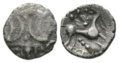 Celtic Iron Age Coins - Iceni - Unit. 10-43 AD. Obv: double crescent emblem on vertical wreath. Rev: horse right with EDN below. S. 444; BMC 4223-4281; ABC 1672. 0.77 grams. . [No Reserve] Fine.