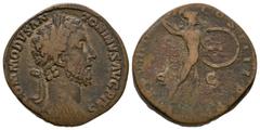 Commodus - Minerva Sestertius. 183 AD. Rome mint. Obv: M COMMODVS ANTONINVS AVG PIVS legend with laureate head right. Rev: TRP VIII IMP VI COS IIII PP legend with Minerva advancing right, brandishing 