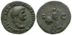 Coins - Roman Imperial Good very fine. Unpublished obverse legend for this type. Ancient Roman Imperial Coins - Nero - Unpublished Victory As 65 AD. Lyons mint. Obv: NERO CLAV CAESAR AVG GER PM TR P I